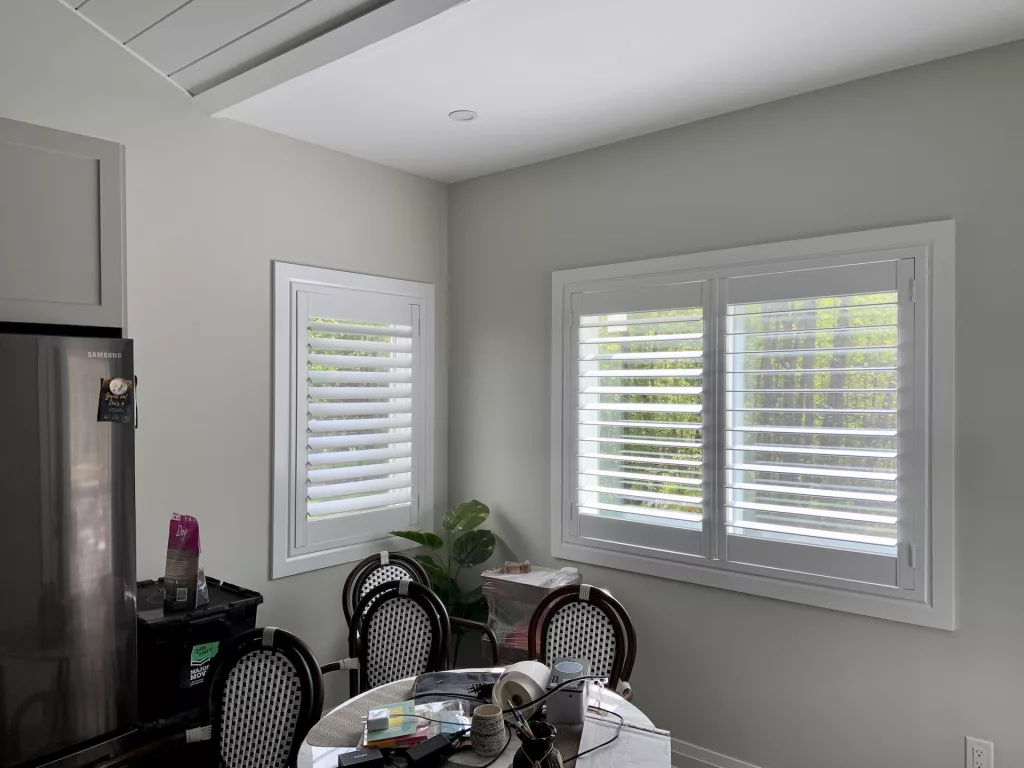 Kitchen/Dining room with California Shutters by ShutterLux in Sebright Ontario