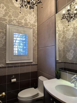 Washroom with ShutterLux PVC California Shutters