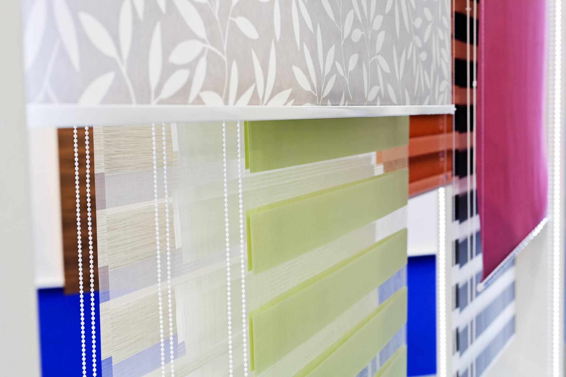 Samples of blinds and shades at ShutterLux in Markham, Hamilton, Toronto, St. Catharines, Scarborough, Oakville
